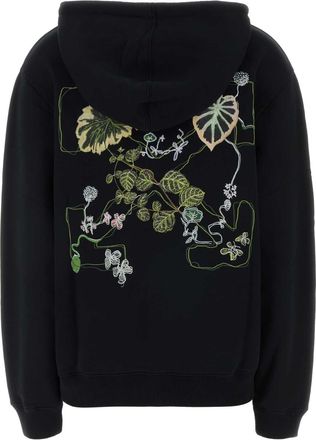 Off-white Womens Arrow Leaves Reg Hoodie Black Cotton Sweater