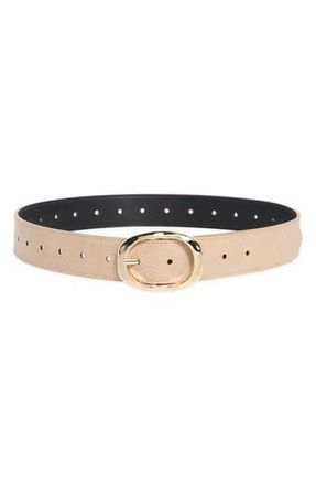 Steve Madden Textured Faux Leather Belt in Black-Latte at Nordstrom Rack, Size X-Large