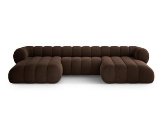 Cosmopolitan Design Sof&aacute; panor&aacute;mico 6 plazas de terciopelo chocolate