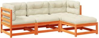 vidaXL Vidaxl - Set De Sof&aacute;s Jard&iacute;n 4 Pzas Con Cojines Madera Pino Marr&oacute;n Cera
