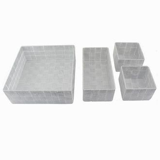 Trade Shop Trade Shop - Set 4pz Contenitori Grigio Chiaro Scatola In Tessuto Organizer Portaoggetti 79060