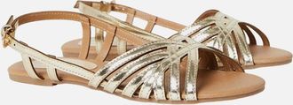 Dorothy Perkins Womens Dorothy Perkins Womens/Ladies Lattice Sling Back Flat Sandals - Gold - Size: 5