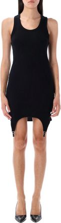 Jean Paul Gaultier Black Ribbed Garter Mini Dress