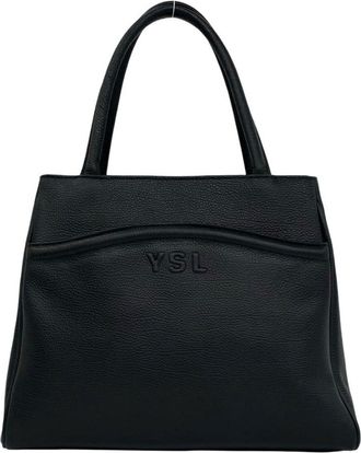 Saint Laurent Black Leather Handbag Tote Bag (Pre-Owned)