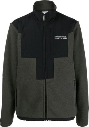 Marcelo Burlon Groene Casual Polyester Jas - Heren - Vesten met rits - Groen - M - Polyester - Hoodies & sweatvesten
