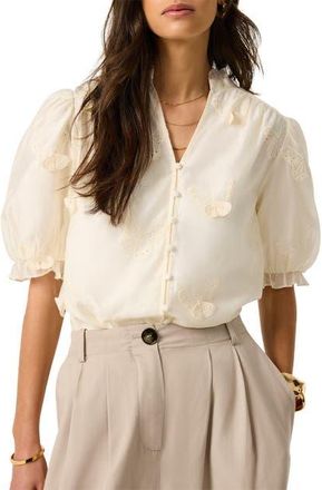 Mint Velvet Butterfly Detail Blouse in White at Nordstrom, Size X-Small