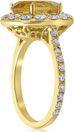 Pompeii3 4 1/2 cttw Oval Citrine Diamond Halo Vintage Ring Engagement 14k Yellow Gold
