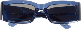 Balenciaga 56mm Rectangular Sunglasses in Blue Blue Blue at Nordstrom Rack