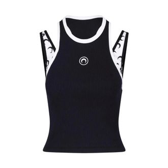 Marine Serre Canotta a strati in jersey - - Tops - Donna - Nero - M