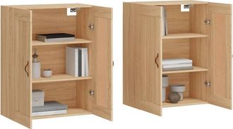 Berkfield Home Wall Mounted Cabinets 2 pcs Sonoma Oak Engineered Wood in Light Tan