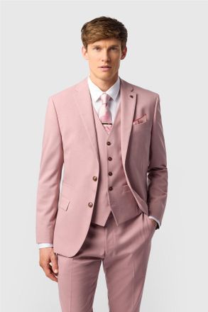 Antique Rogue Mens Single Breasted Long Sleeve Two Button Slim Fit Suit Jacket in Light Pink - Size 36 (Chest)