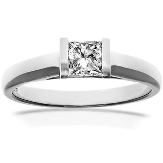 Diamant L'éternel Womens 18ct White Gold 0.50ct Princess Cut Certified Diamond Solitare Ring - Size K