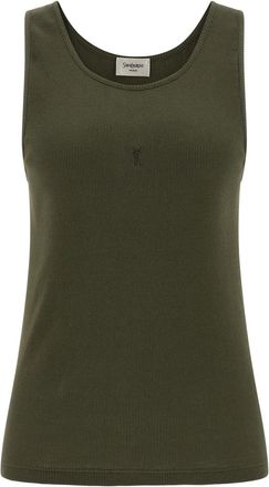 Saint Laurent Green Round Neck Ribbed Tank Top