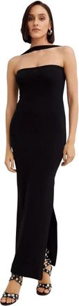 Courr&egrave;ges Maxi Hyperbole 90s Ribbed Dress - Dames - Avondkleed - Zwart - S - Katoen - Kleedjes