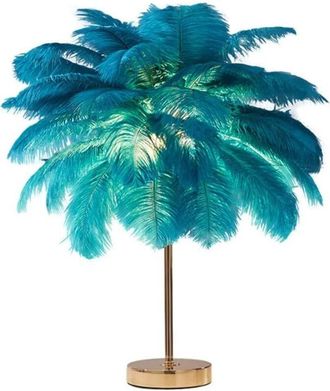 OEM L&aacute;mpara De Mesa Gistuch Creative De Plumas De Avestruz Verdes, Luz De Mesita De Noche, L&aacute;mpara De Lujo Y Elegante Con Pantalla, Iluminaci&oacute;n De Mesa Pa