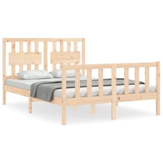 Berkfield Home Bed Frame with Headboard 120x200 cm Solid Wood in Light Tan