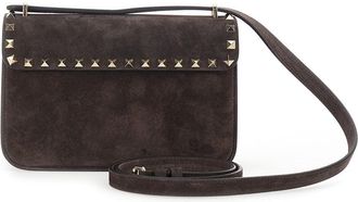 Valentino Garavani Womens Crossbody Bag Envelope Suede Brown Lamb Shoulder