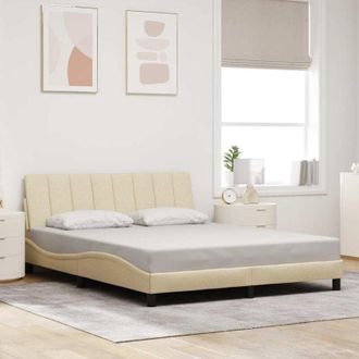 vidaXL Cama Sin Colch&oacute;n Tela Color Crema 160x200 Cm Vidaxl