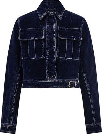 Ferragamo Cropped jack met klepzak en ceintuur - Blauw