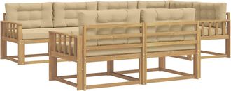 vidaXL Conjunto De Sof&aacute;s De Exterior 6 Uds. Y Beige Poli&eacute;ster Vidaxl