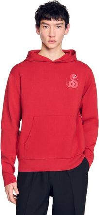 Sandro Knit sweatshirt with snake detail in Red at Nordstrom, Size Xx-Large