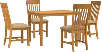 vidaXL Conjunto De Comedor 5 Uds. Beige Madera De Roble S&oacute;lido Vidaxl