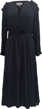 BA&SH Ba & Sh Ulla V-Neck Midi Dress in Black Viscose
