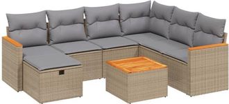 vidaXL Juego De Sof&aacute;s Jard&iacute;n Con Cojines Beige Mezcla 8 Pzas Rat&aacute;n Pe Vidaxl