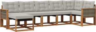 vidaXL Conjunto De Sof&aacute;s De Exterior 7 Uds. Natural Y Gris Claro Vidaxl