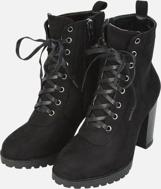 XY London Womens XY London Womens/Ladies Ariel Zip High Block Heel Biker Boots - Black - Size: 6