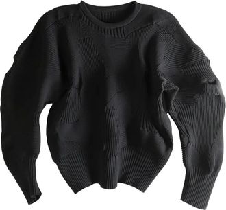 Issey Miyake ribbed panelled top - women - Recycled Polyester - 2 - Black