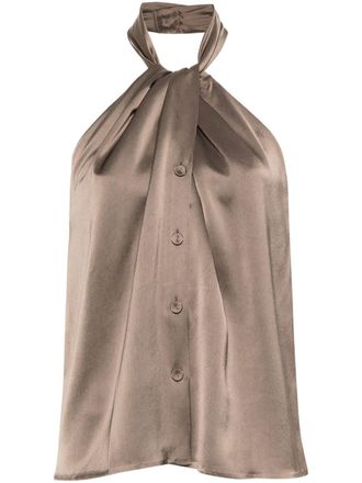 Nanushka Top drappeggio Neline con scollo allamericana - Marrone