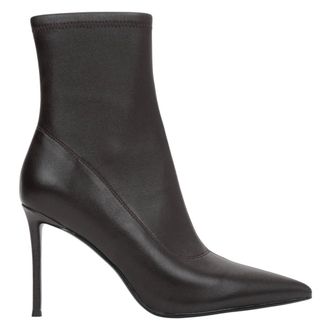 Estro & Luminara Schoenen, Dames, Bruin, 40 EU, Leer, Stiletto Enkellaarsjes