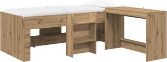 vidaXL Cama Alta Para Ni&ntilde;os Con Escritorio 2 Uds. Roble Artisan Vidaxl