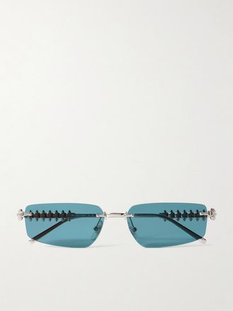 Cartier Occhiali Da Sole In Metallo Argentato Con Montatura Rettangolare A Giorno Clash De Cartier - Argento