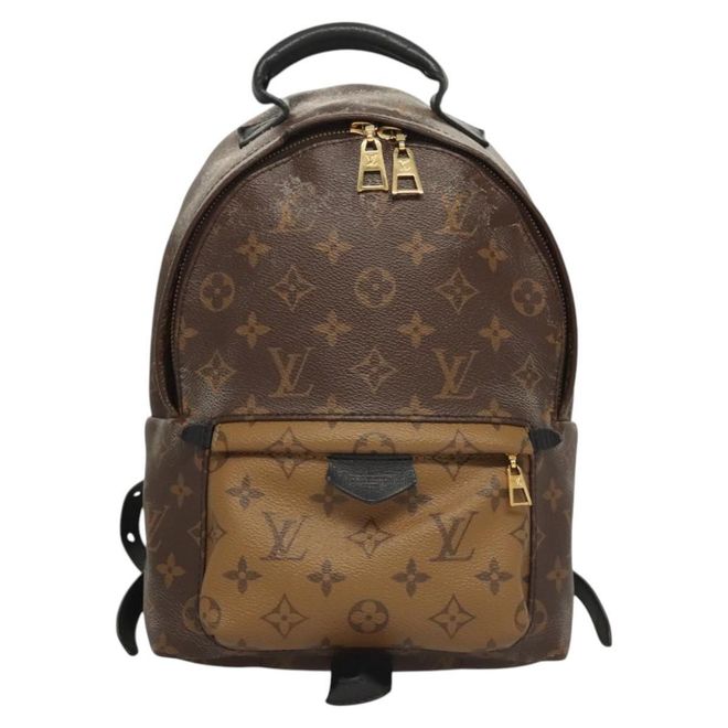 Palm Springs Backpack Reverse Monogram Canvas Brown Canvas Backpack Bag (Pre-Owned)