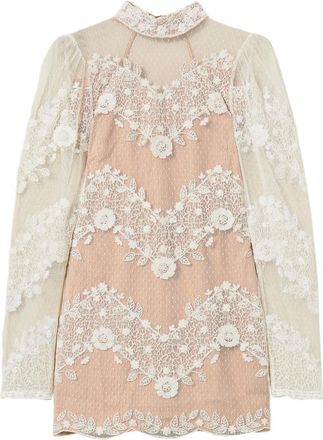 Twin-Set Abito corto in pizzo a fiori - Bianco