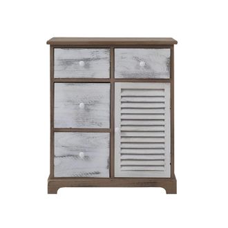 Mobili Rebecca Rebecca Mobili Armario Organizador Blanco Gris 4 Cajones 1 Puerta Madera 70x60x30