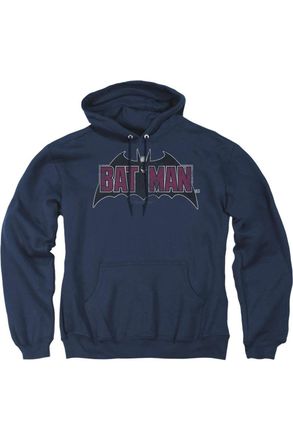 Gildan Batman Vintage Bat Logo On Navy Adult Pull Over Hoodie / Hooded Sweatshirt