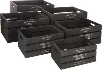 Atmosphera Atmosphera - Juego De 6 Cajas Facto - Madera - Negro Cr&eacute;ateur DInt&eacute;rieur