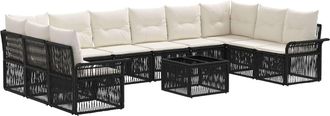 vidaXL Conjunto De Sof&aacute;s De Jard&iacute;n 11 Uds. Negro Rat&aacute;n Sint&eacute;tico Vidaxl