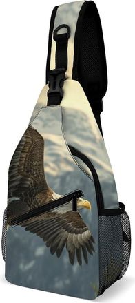 Generic Ea-gles Cute Flying Mountain Unisex Shoulder Bags Casual Crossbody Chest Bag Sling Backpack for Hiking Cycling Travel