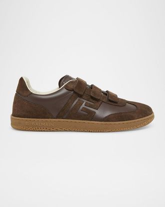 Balmain Men & apos;s Swan Leather PB Grip-Strap Sneakers