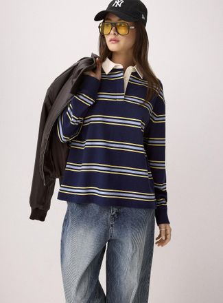 Twik Womens Colourful rugby-stripe Polo Shirt