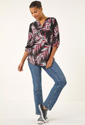 Roman Textured Leaf Puff Print Shirt