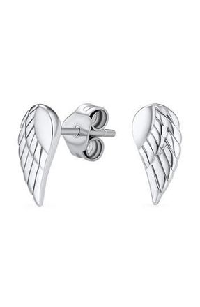 Bling Jewelry Delicate Guardian Angel Wing Stud Earrings in Silver at Nordstrom Rack