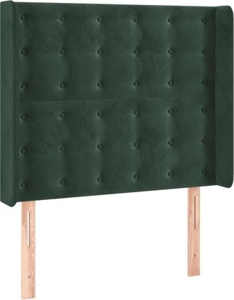 vidaXL Cabecero Con Orejas De Terciopelo Verde Oscuro 93x16x118/128 Cm Vidaxl