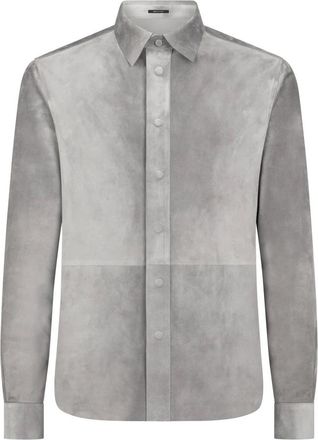 Tom Ford Casual Shirts, male, Gray, XL, Cashmere Suede Shirt