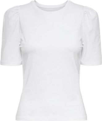 Only Fitted Puff Sleeve TShirt - Dames - T-shirts - Wit - M - Katoen - Tops
