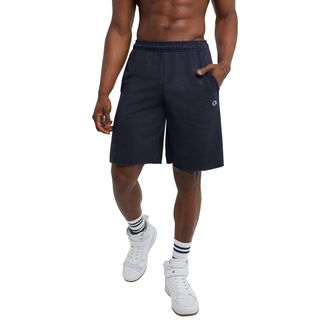 Champion Mens Powerblend Fleece Short, Navy, Medium